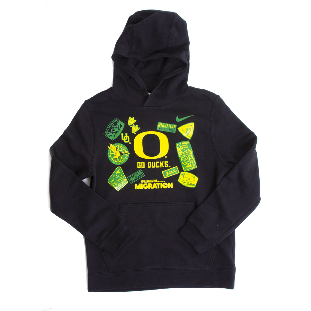 Classic Oregon O, Nike, Black, Hoodie, Kids, Youth, Migration Pack, Sweatshirt, 777423